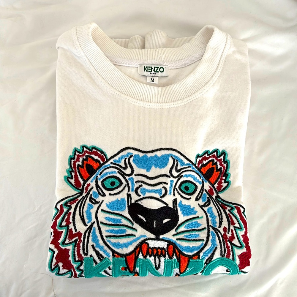 White kenzo tiger sweater